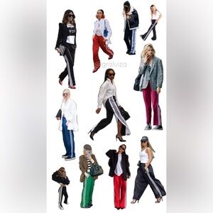 Women's Black and White Striped Pants